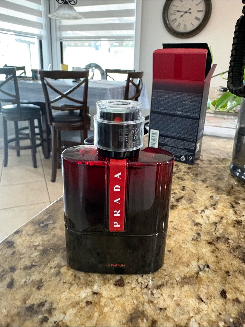 Prada red and black decorative bottle